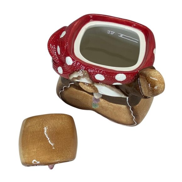 Cracker Barrel Gingerbread Man Ceramic Cookie Jar Polka Scarf Christmas Holiday - Picture 5 of 9